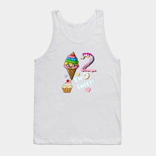 Kids Birthday Two Sweet Cute 2 Year Old Birthday Tank Top